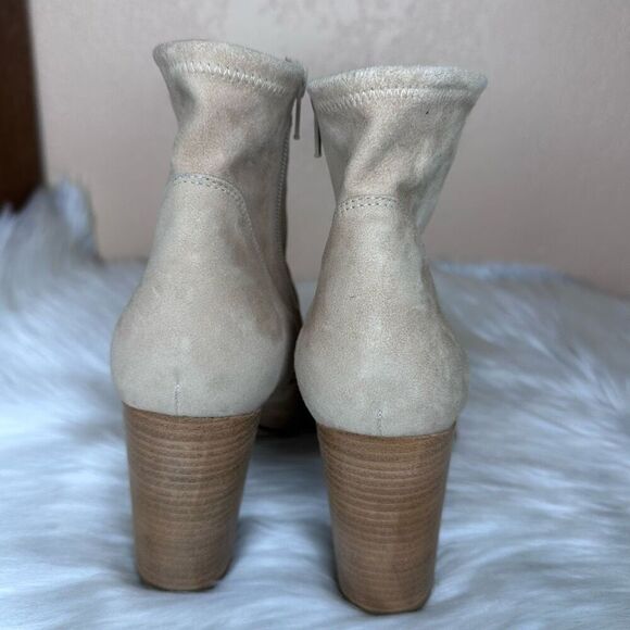 Le Pepe Suede Leather Heeled Ankle Bootie Boots Size 40 Tan - Picture 5 of 12